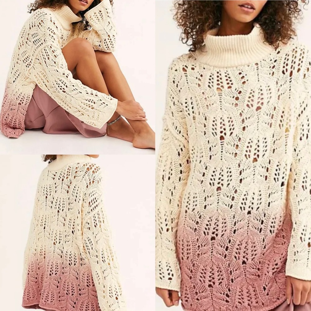 Free People Dip Dyed Chunky Turtleneck Sweater